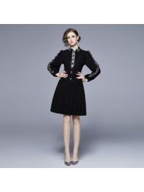 Autumn Fashion high-end butterfly decorated pleated dress