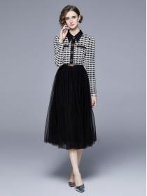Autumn's new European style long-sleeved temperament ladies high-end dress