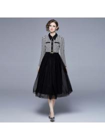 Autumn's new European style long-sleeved temperament ladies high-end dress