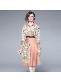 New style European fashion ladies temperament print dress