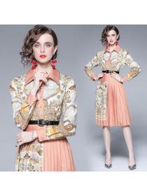 New style European fashion ladies temperament print dress