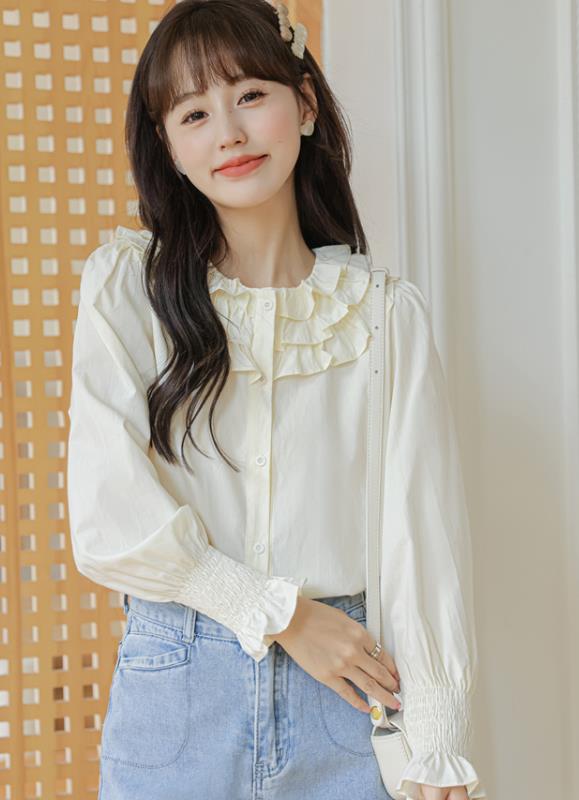 On Sale side of fungus  Turn Down Collars Blouse