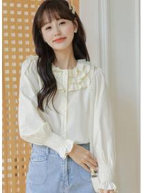 On Sale side of fungus  Turn Down Collars Blouse 