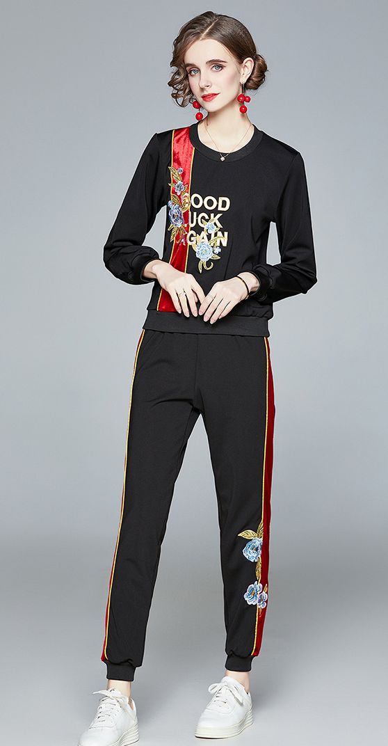 Embroidered  temperament two-piece casual sports baseball uniform  Suits