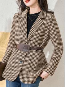 New style Winter fashion Plaid woolen cloth coat