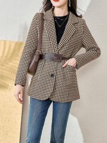New style Winter fashion Plaid woolen cloth coat 