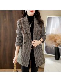 Korean style loose British design Chic Woolen jacket for women