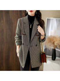 Korean style loose British design Chic Woolen jacket for women