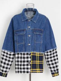 Summer lapel check pattern single breasted loose casual jacket