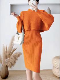 Korean style loose chic two pieces sets of knit dress