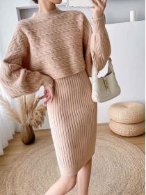 Korean style loose chic two pieces sets of knit dress