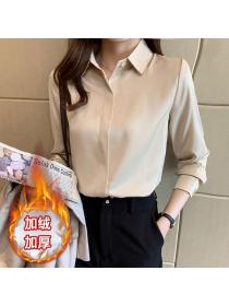Autumn fashion Satin long sleeve blouse for women 