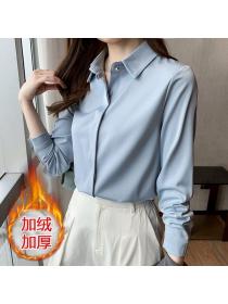 Autumn fashion Satin long sleeve blouse for women 