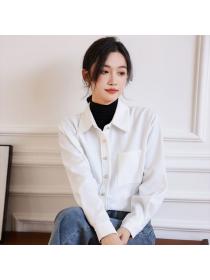 Fashion corduroy blouse Korean style loose casual Top