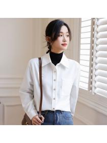 Fashion corduroy blouse Korean style loose casual Top