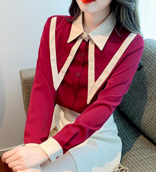 Korean Style Color Matching Nobel Fashion Blouse