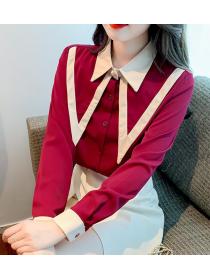 Korean Style Color Matching Nobel Fashion Blouse 