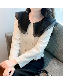 Korean Style Tassel Maching Lace Hollow Out Top 