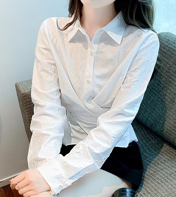 New Pure Color Crossing Fashion Blouse