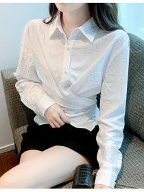 New Pure Color Crossing Fashion Blouse 