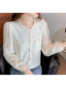 On Sale Hollow Out Sweet Fresh Blouse 