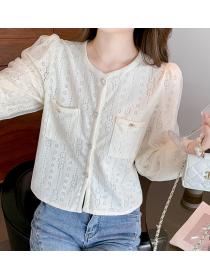 On Sale Hollow Out Sweet Fresh Blouse 