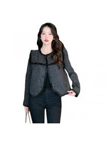 Autumn new Tweed jacket temperament Black Jacket