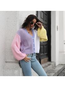 Fashion style knit cardigan match color loose sweater