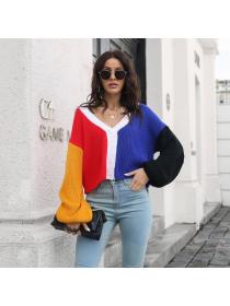 Fashion style knit cardigan match color loose sweater