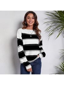 Winter new stripe hollow knit sweater female knit sweater