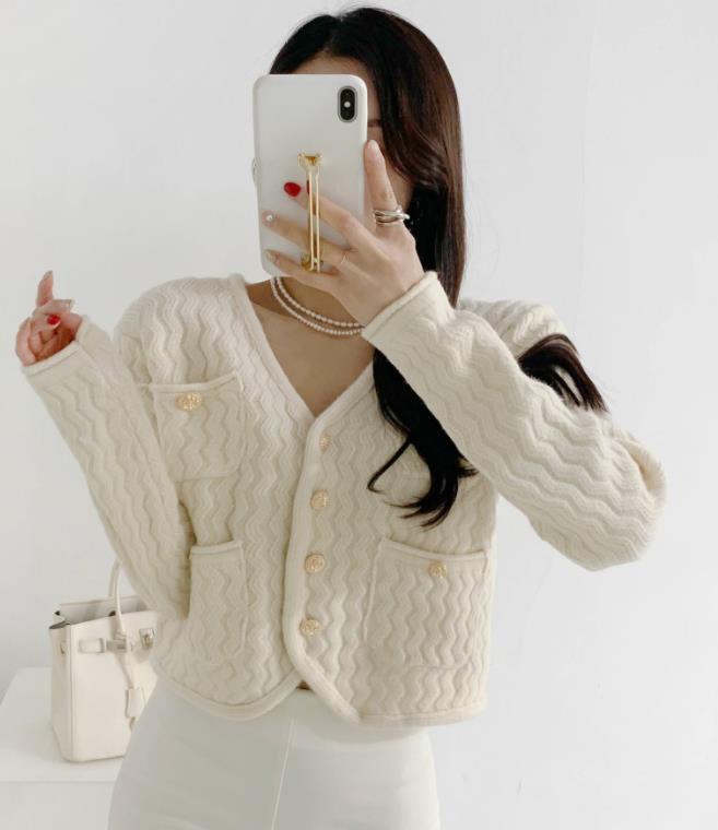 Korean Style Knitting V  Collars Pure Color Top