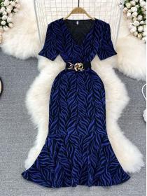 V-neck Soft silk jacquard Fashion dress for women