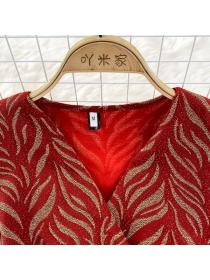 V-neck Soft silk jacquard Fashion dress for women