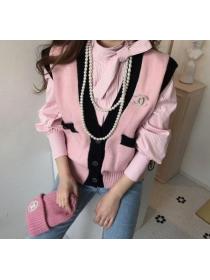 Fashion Style Color Matching Knitting Top 