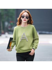 Round collar fall winter Sweater for women