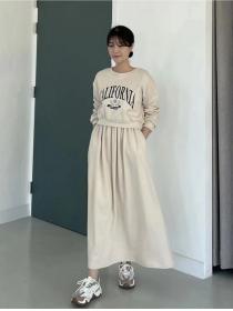 Korean style chic casual letters sweaters+ skirt Outfit for women