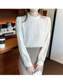 Autumn and winter fungus stand collar chiffon Blouse