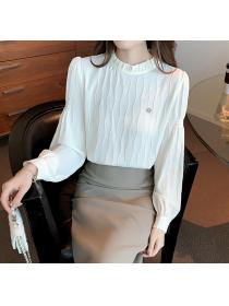 Autumn and winter fungus stand collar chiffon Blouse
