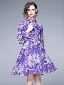 New style temperament double - layer Fashion print dress