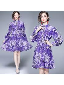 New style temperament double - layer Fashion print dress
