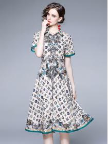 Summer Fashion printed short sleeve cotton dress