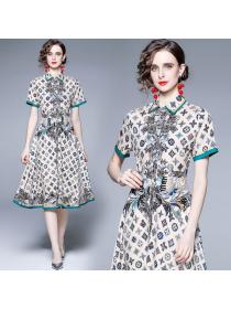 Summer Fashion printed short sleeve cotton dress
