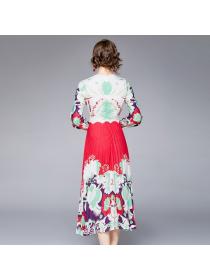 vintage style fashion designs floral prints pleated dress maxi dress