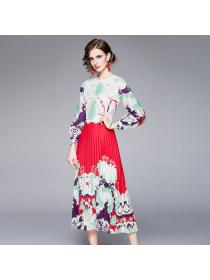 vintage style fashion designs floral prints pleated dress maxi dress