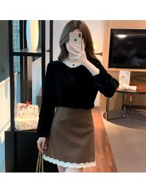 Autumn/winter velvet blouse Lady long sleeve Top