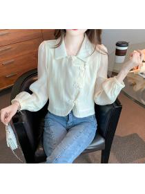 Vintage style puff sleeve blouse for women