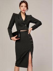 Korean Style Stripe Fashion Hollow Out Suits 