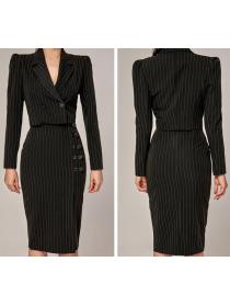 Korean Style Stripe Fashion Hollow Out Suits 