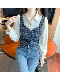 Autumn and winter new Fake two pieces Top