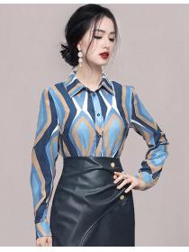 On Sale Doll Collars Printing Top+PU  Open Fork Skirt 